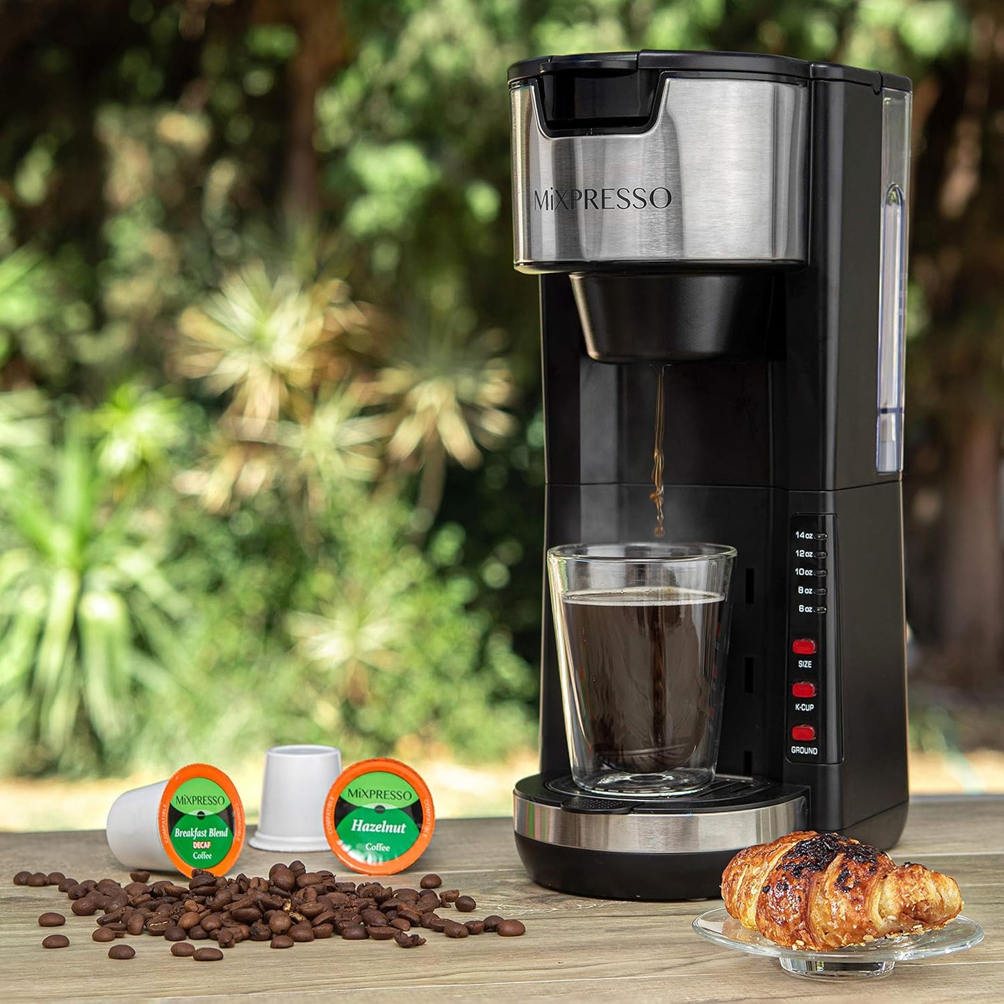 Versatile Black Single Serve Coffee Maker: Brew K-Cup Pods or Ground Coffee with 5 Custom Brew Sizes, Perfect for Travel Mugs and Compact Spaces