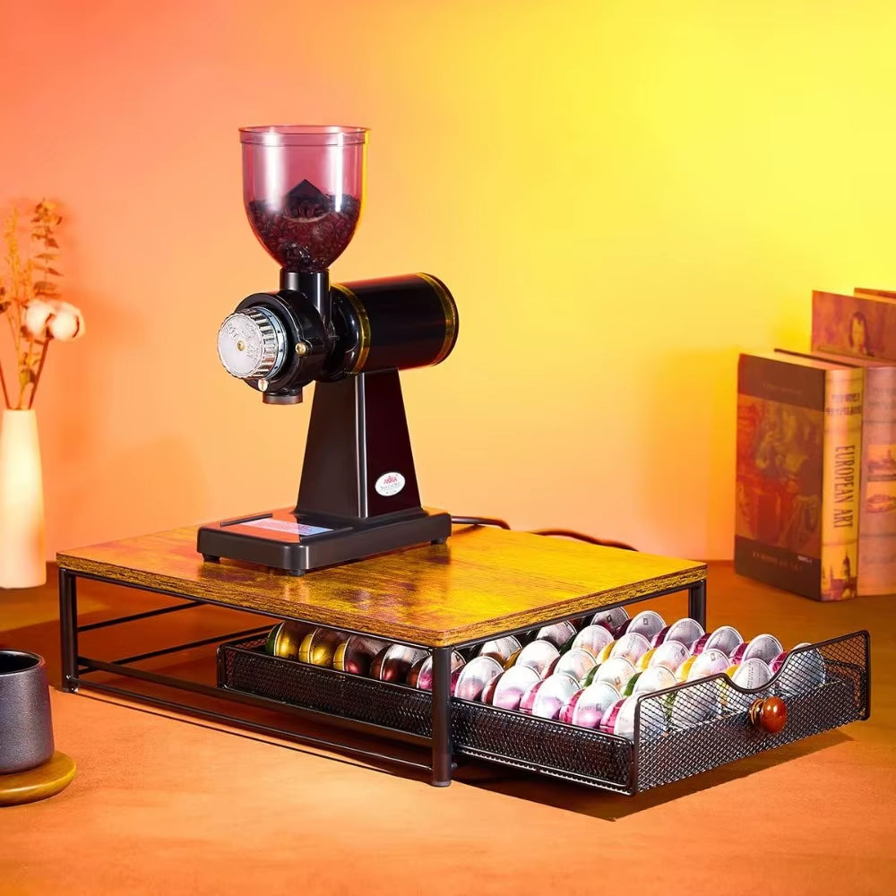 Stylish Coffee Capsule Storage Drawer - Elegant Organizer with Sliding Basket for Your Coffee Maker