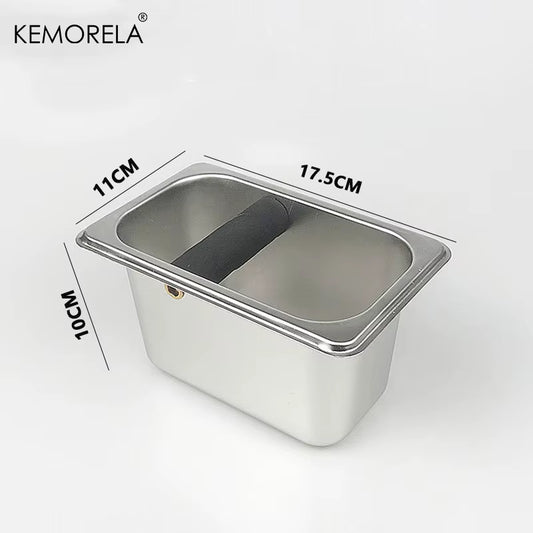 1PCS Portable Coffee Knock Box Stainless Steel Coffee Grounds Container Box Barista Coffee Residue Bucket Grind Waste Bin