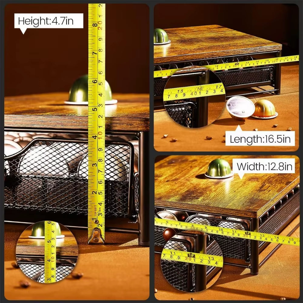 Stylish Coffee Capsule Storage Drawer - Elegant Organizer with Sliding Basket for Your Coffee Maker