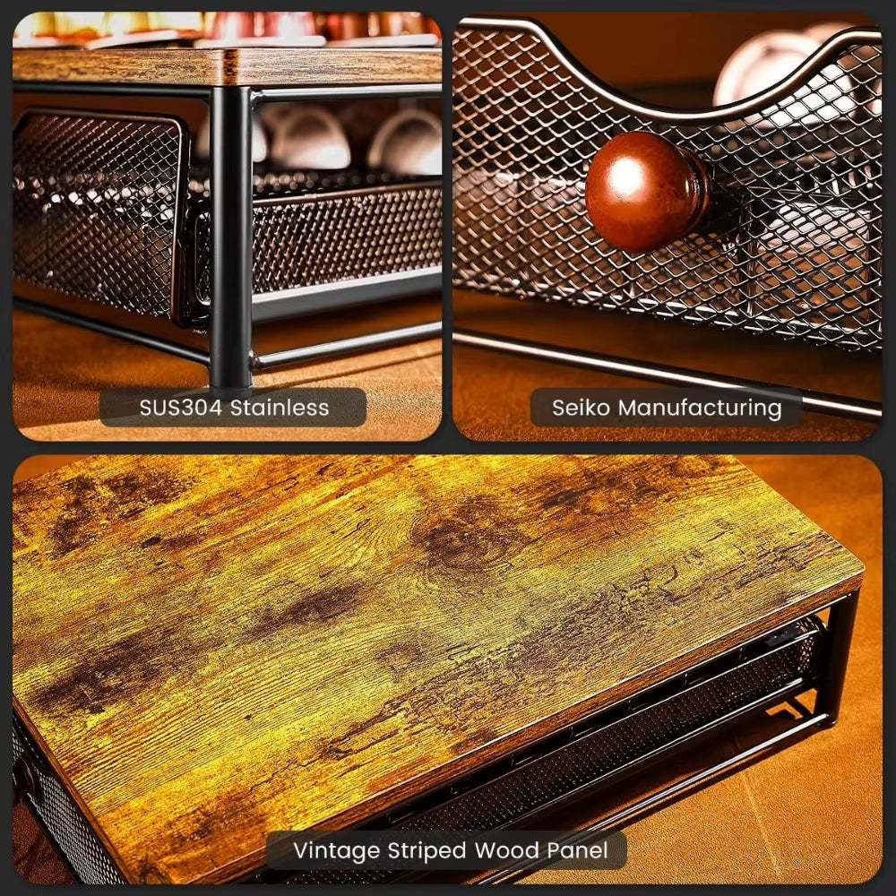 Stylish Coffee Capsule Storage Drawer - Elegant Organizer with Sliding Basket for Your Coffee Maker