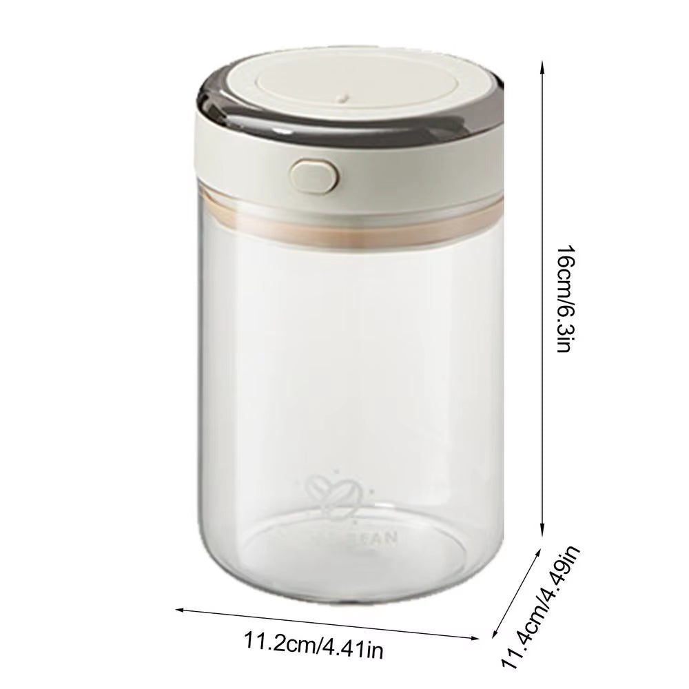 Elegant Glass Coffee Bean Container - Leak-Proof Vacuum Storage Canister with Airtight Lid for Freshness