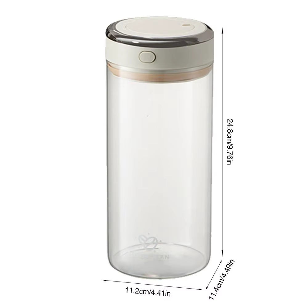 Elegant Glass Coffee Bean Container - Leak-Proof Vacuum Storage Canister with Airtight Lid for Freshness